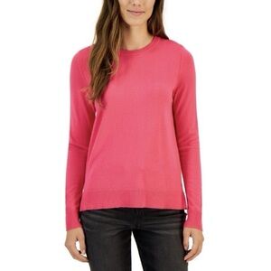 Style & Co Women Long Sleeve Crewneck Pullover Sweater Pink Coral Size Small